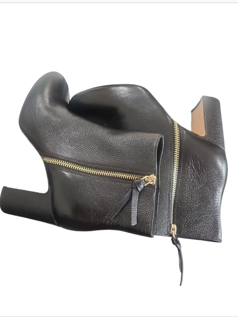 Kate Spade New York Knott Zip Black Leather Block Heel Ankle Booties Size 8.5